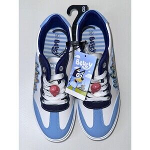 Bluey Sneakers White With Teal and Navy Trim Size 8 NWT